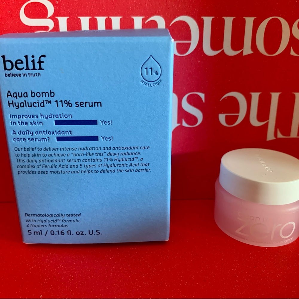 Belif Aqua Bomb Hyalucid 11% Serum&Banila Co Clean it Zero 3 in 1 Cleansing Balm